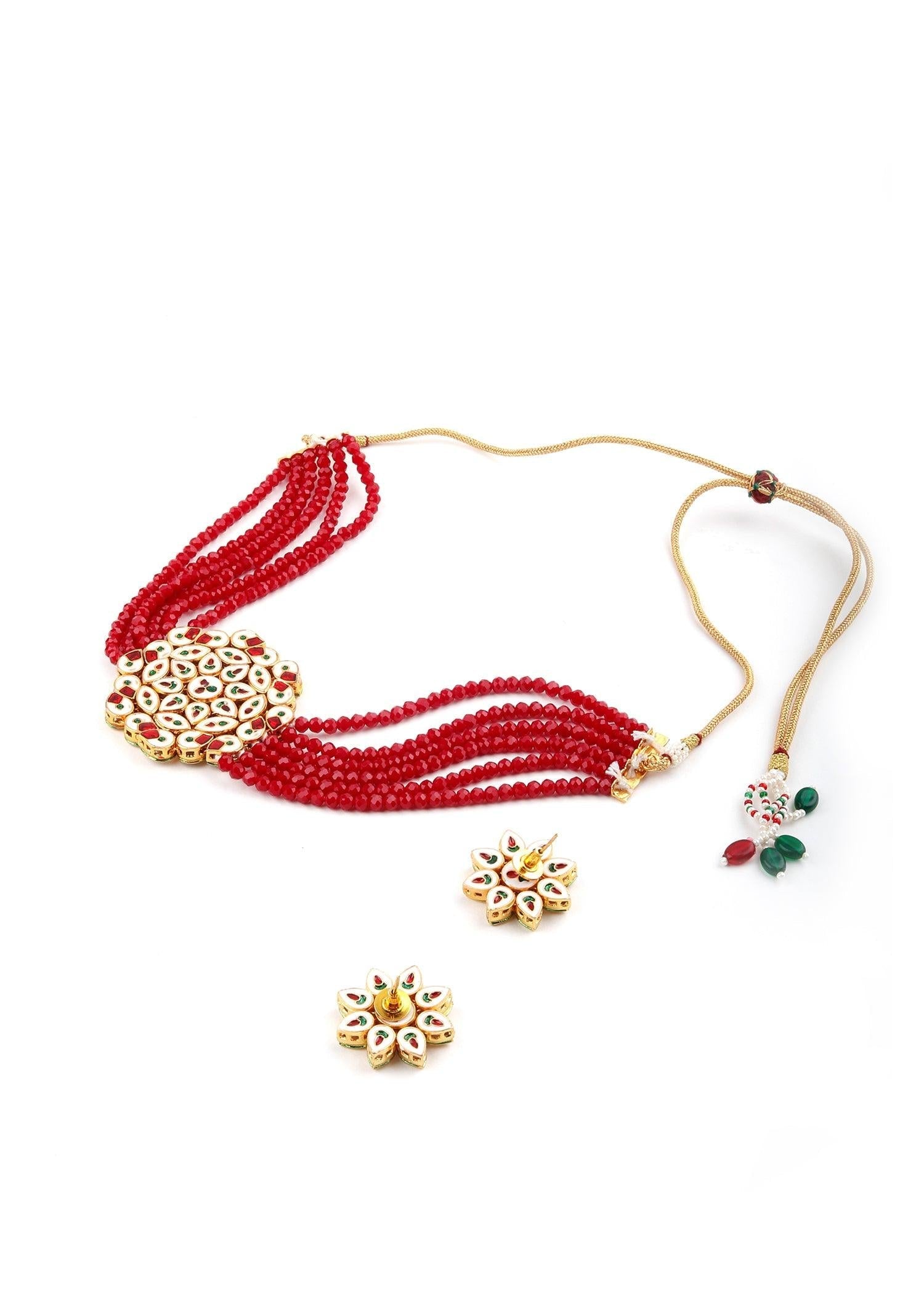 Classy Red Choker Set - Rajwada