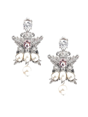 STYLISH WHITE DANGLE EARRINGS - Rajwada