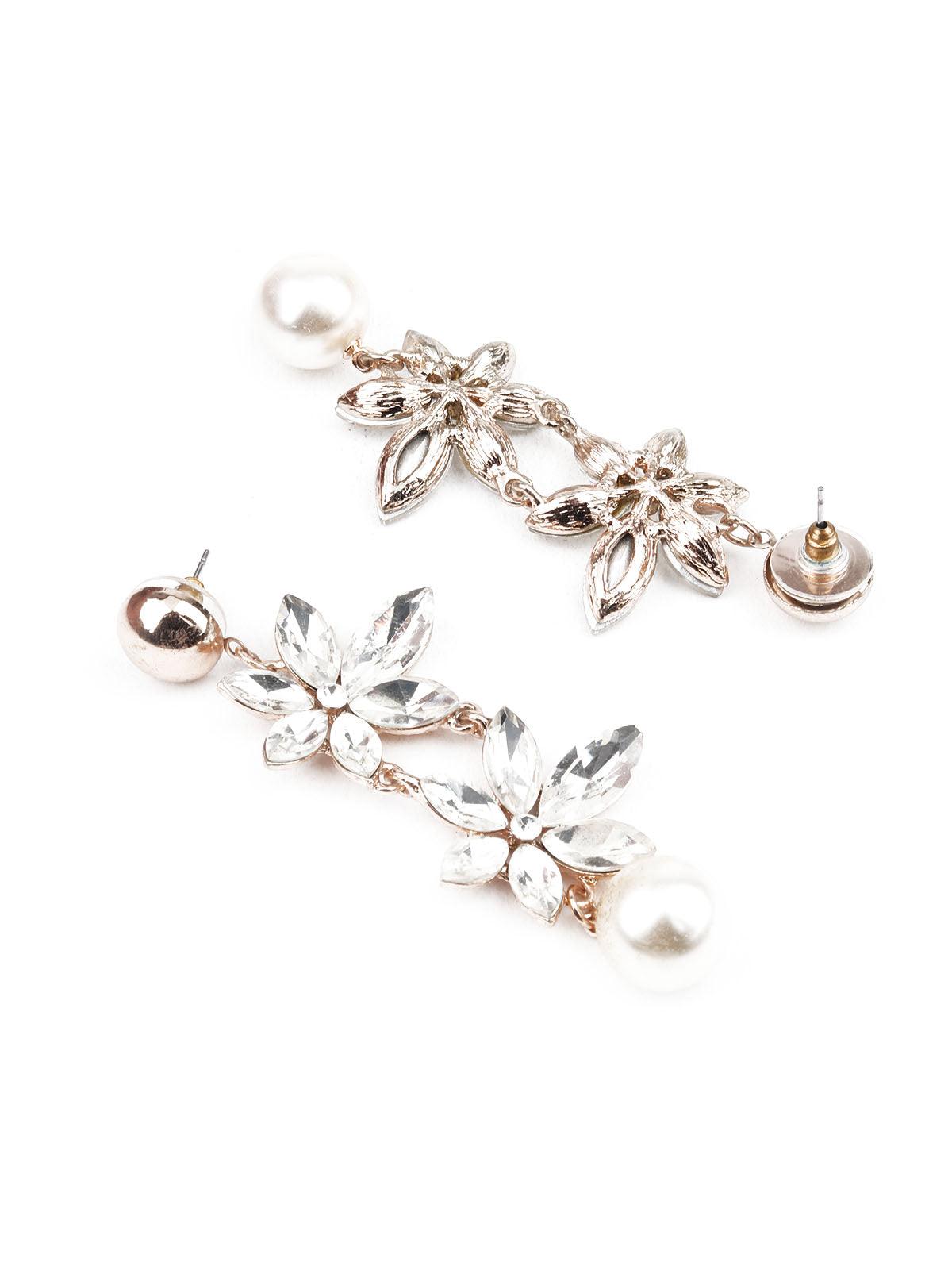 TRENDY GOLD AND WHITE EARRINGS - Rajwada