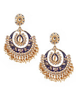 TRADITIONAL BLUE AND WHITE CHANDBALI EARRINGS - Rajwada