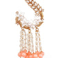 TRADITIONAL PEACH AND GOLD DANGLE EARRINGS - Rajwada