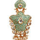 TRADITIONAL GREEN AND GOLD DANGLE EARRINGS - Rajwada