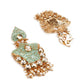 TRADITIONAL GREEN AND GOLD DANGLE EARRINGS - Rajwada