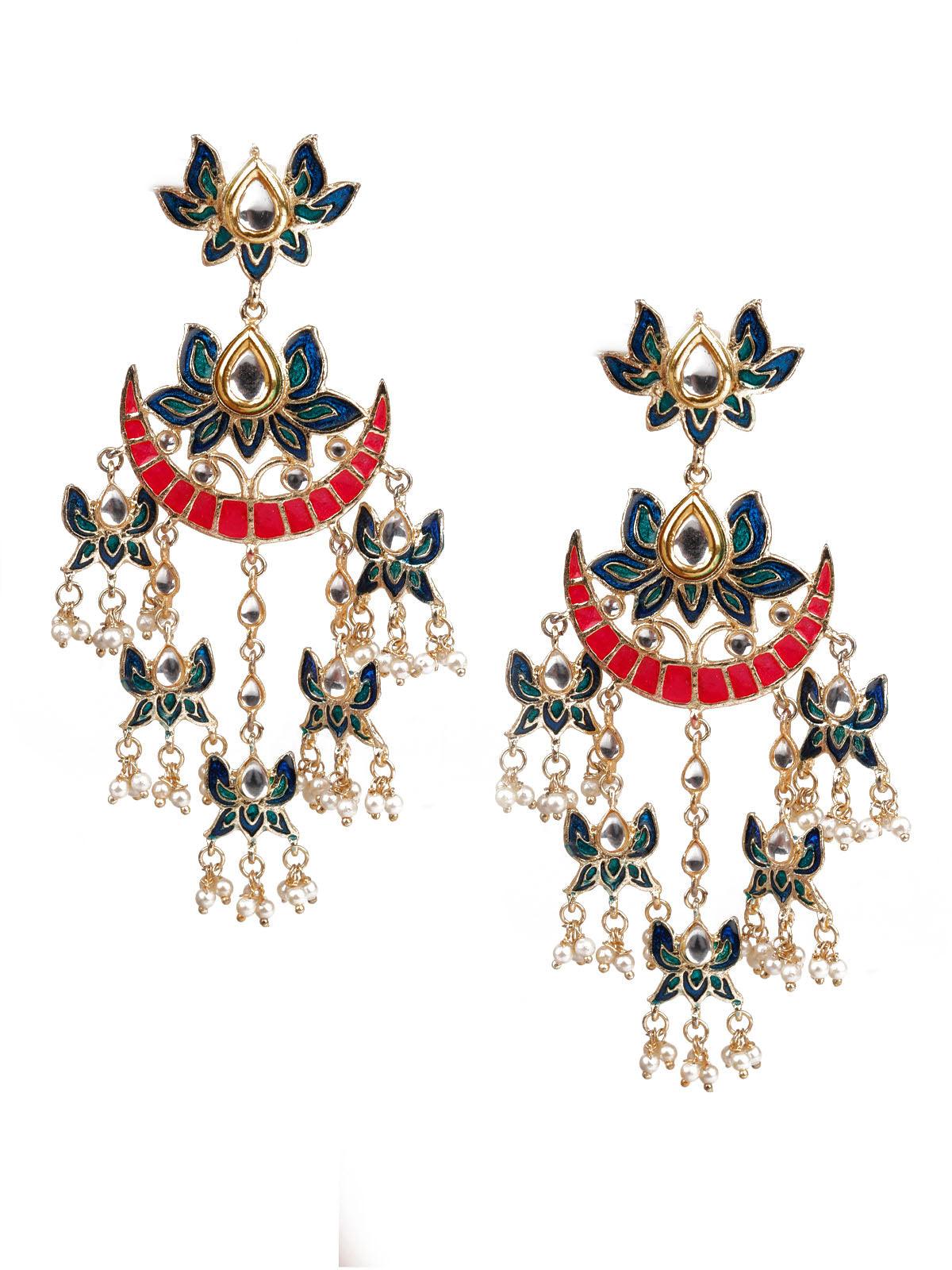 TRADITIONAL MULTICOLORED CHANDBALI EARRINGS - Rajwada