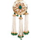 TRADITIONAL GREEN AND GOLD DANGLE EARRINGS - Rajwada