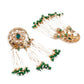 TRADITIONAL GREEN AND GOLD DANGLE EARRINGS - Rajwada