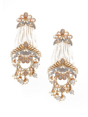 TRENDY WHITE AND GREY DANGLE EARRINGS - Rajwada