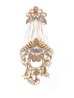 TRENDY WHITE AND GREY DANGLE EARRINGS - Rajwada