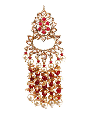 TRADITIONAL RED AND GOLD DANGLE EARRINGS - Rajwada