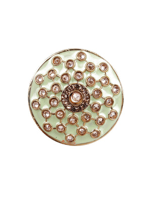 TRADITIONAL GREEN AND GOLD STUD EARRINGS - Rajwada