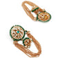 TRADITIONAL GREEN AND GOLD DANGLE EARRINGS - Rajwada