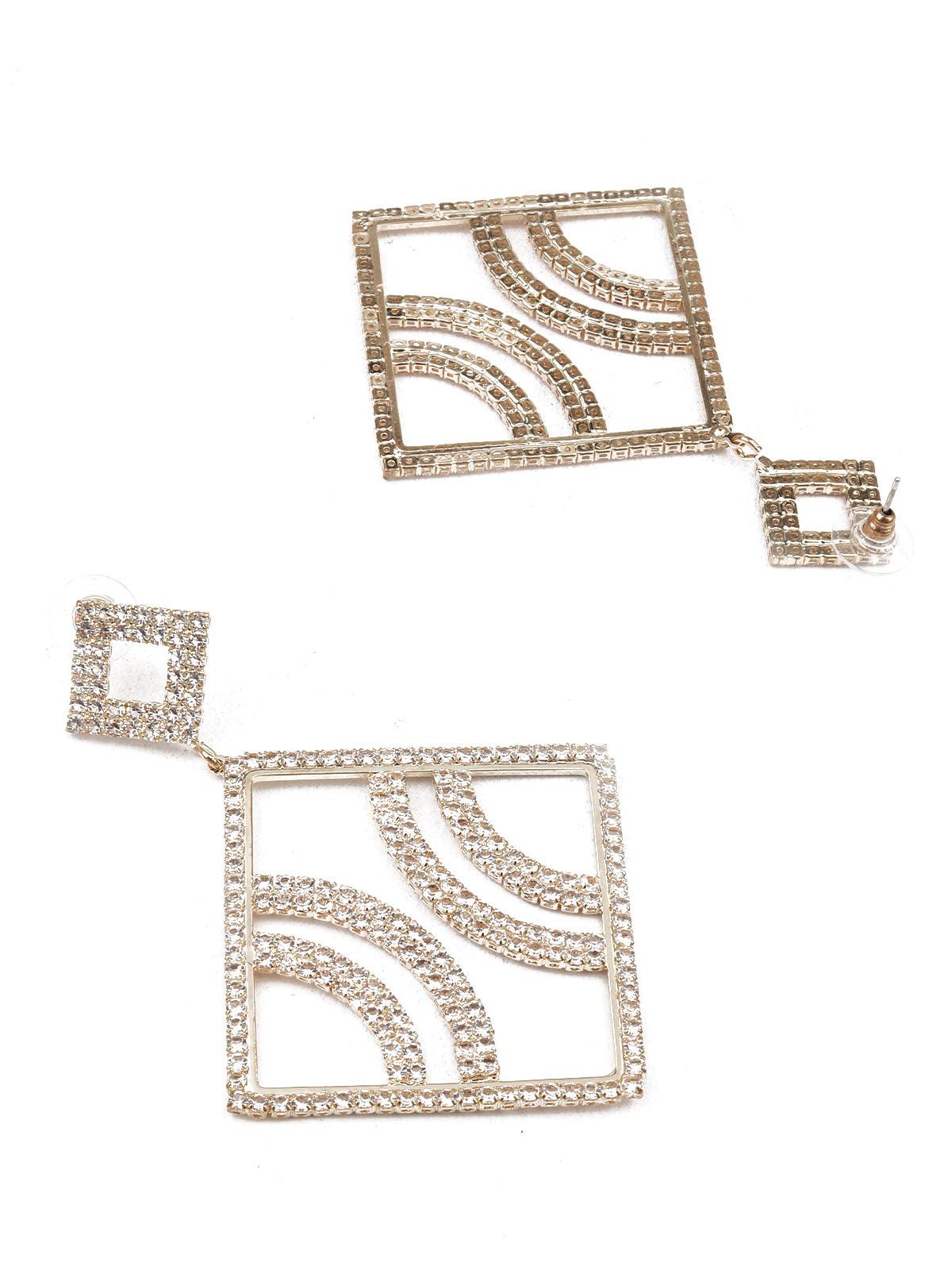 SUNSHINE GOLD AND WHITE DANGLER EARRINGS - Rajwada