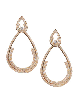 SUNSHINE GOLD AND WHITE TEARDROP EARRINGS - Rajwada