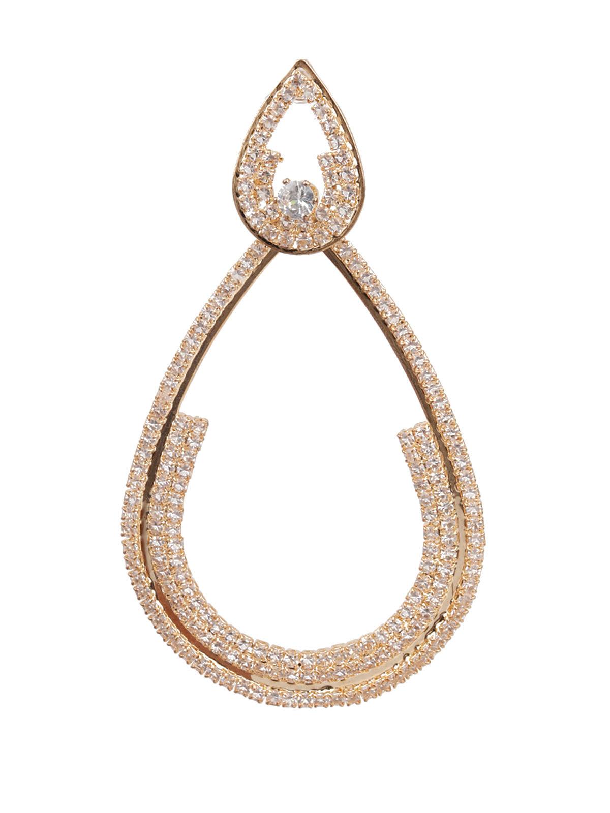 SUNSHINE GOLD AND WHITE TEARDROP EARRINGS - Rajwada
