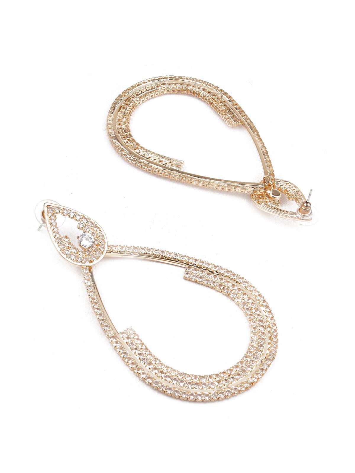 SUNSHINE GOLD AND WHITE TEARDROP EARRINGS - Rajwada