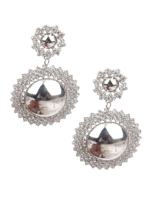 SUNSHINE SILVER COLOR DANGLE EARRINGS - Rajwada