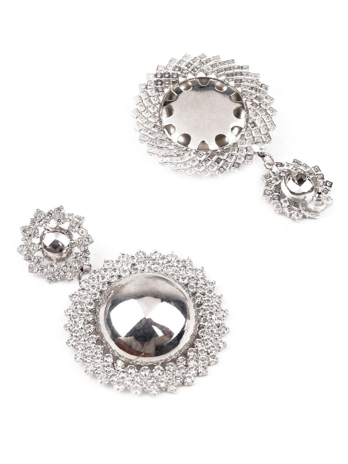 SUNSHINE SILVER COLOR DANGLE EARRINGS - Rajwada