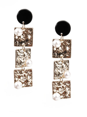 SUNSHINE GOLD AND BLACK DANGLER EARRINGS - Rajwada