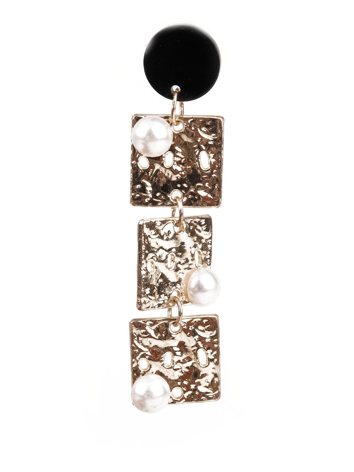 SUNSHINE GOLD AND BLACK DANGLER EARRINGS - Rajwada
