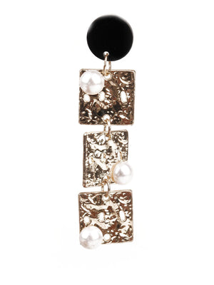 SUNSHINE GOLD AND BLACK DANGLER EARRINGS - Rajwada