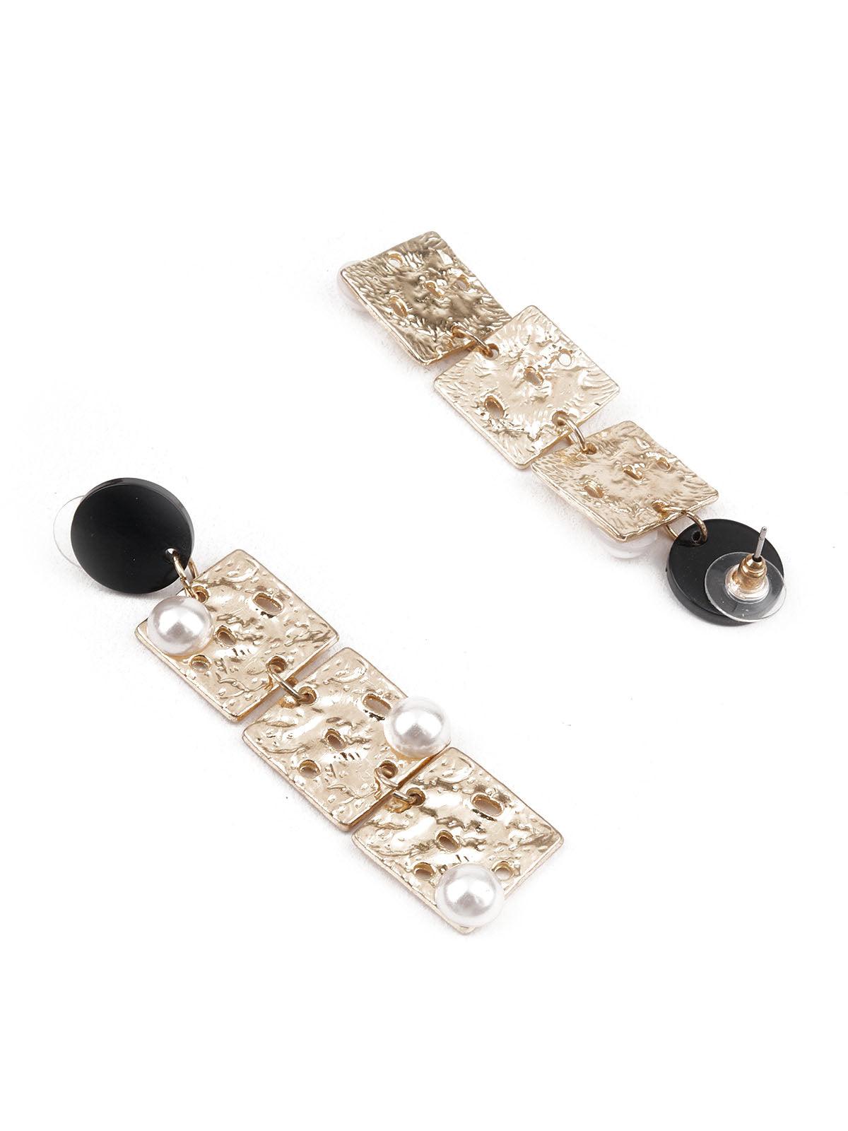 SUNSHINE GOLD AND BLACK DANGLER EARRINGS - Rajwada