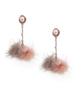 ORNATE PINK AND GREY DANGLER EARRINGS - Rajwada