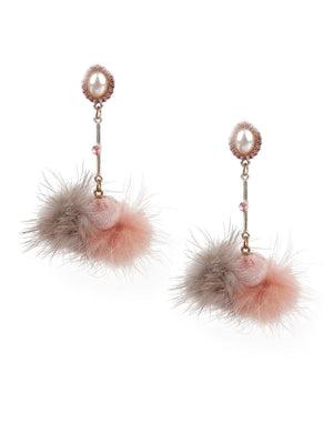 ORNATE PINK AND GREY DANGLER EARRINGS - Rajwada
