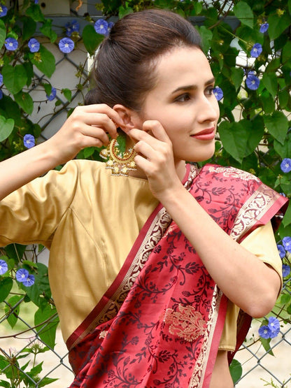 Clustered Gold Tone Dangling Earrings - Rajwada
