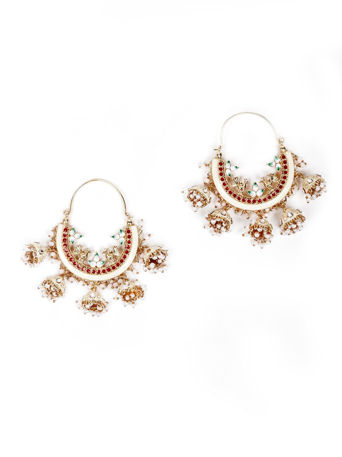 Clustered Gold Tone Dangling Earrings - Rajwada
