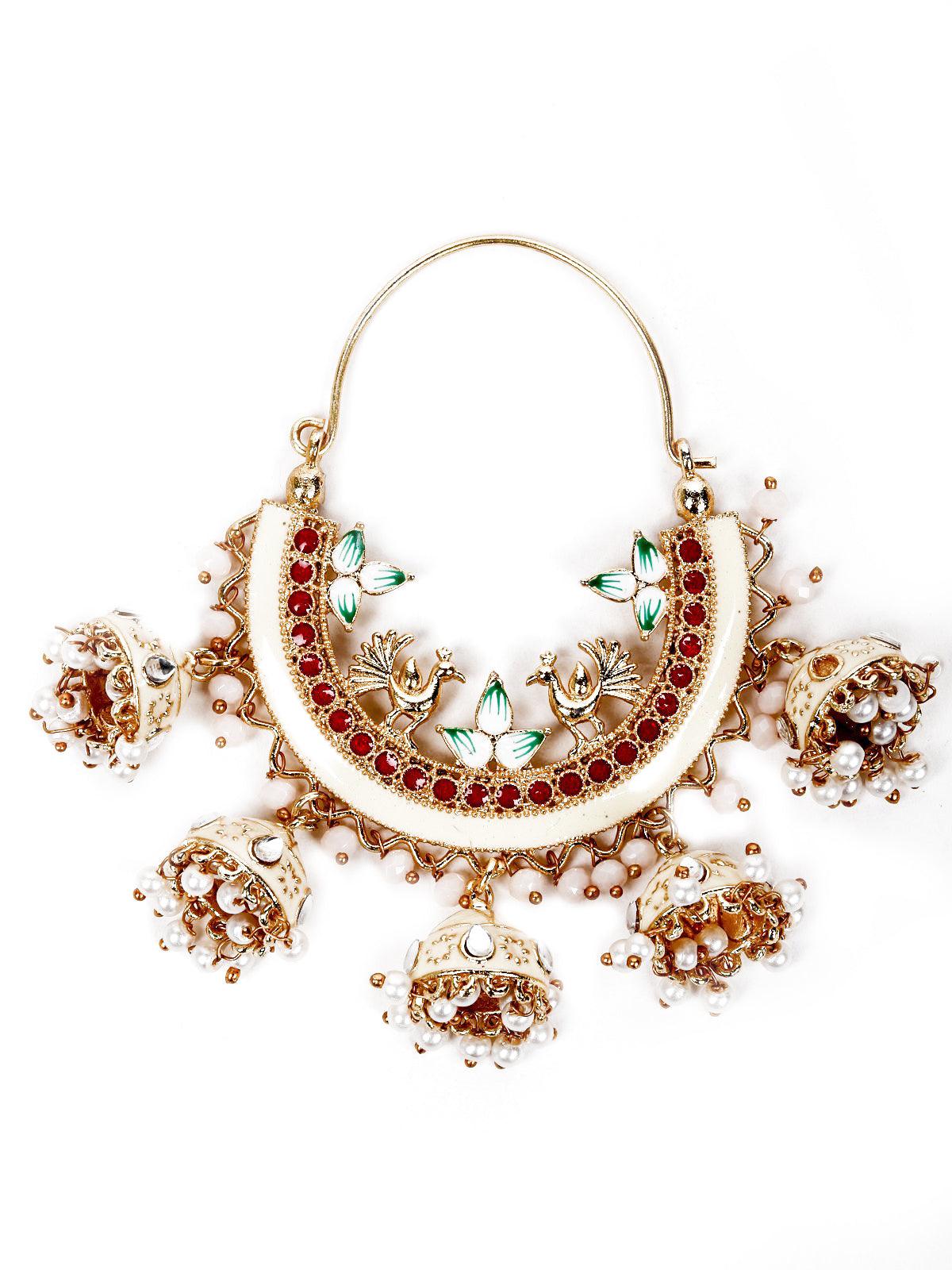 Clustered Gold Tone Dangling Earrings - Rajwada