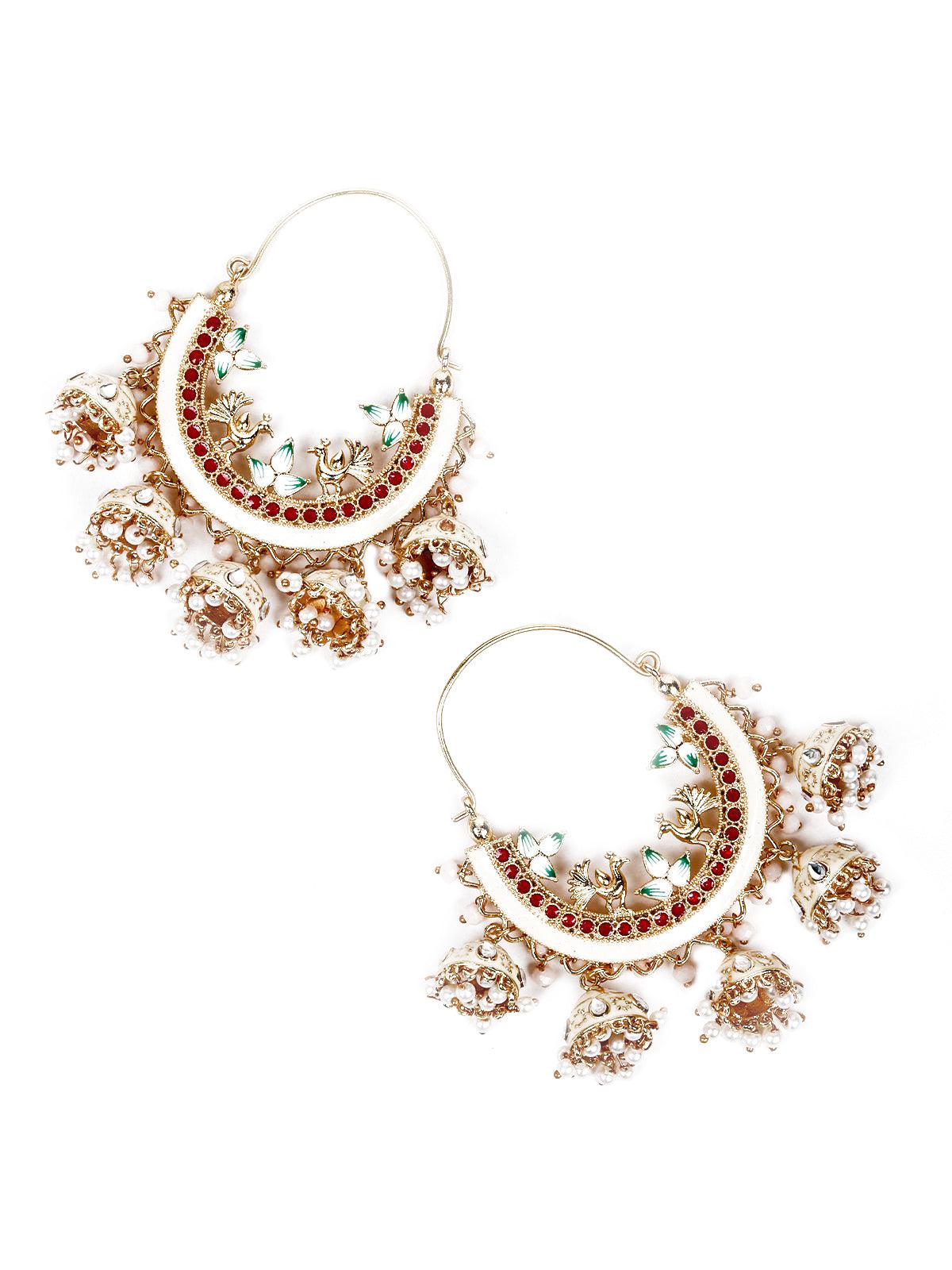 Clustered Gold Tone Dangling Earrings - Rajwada