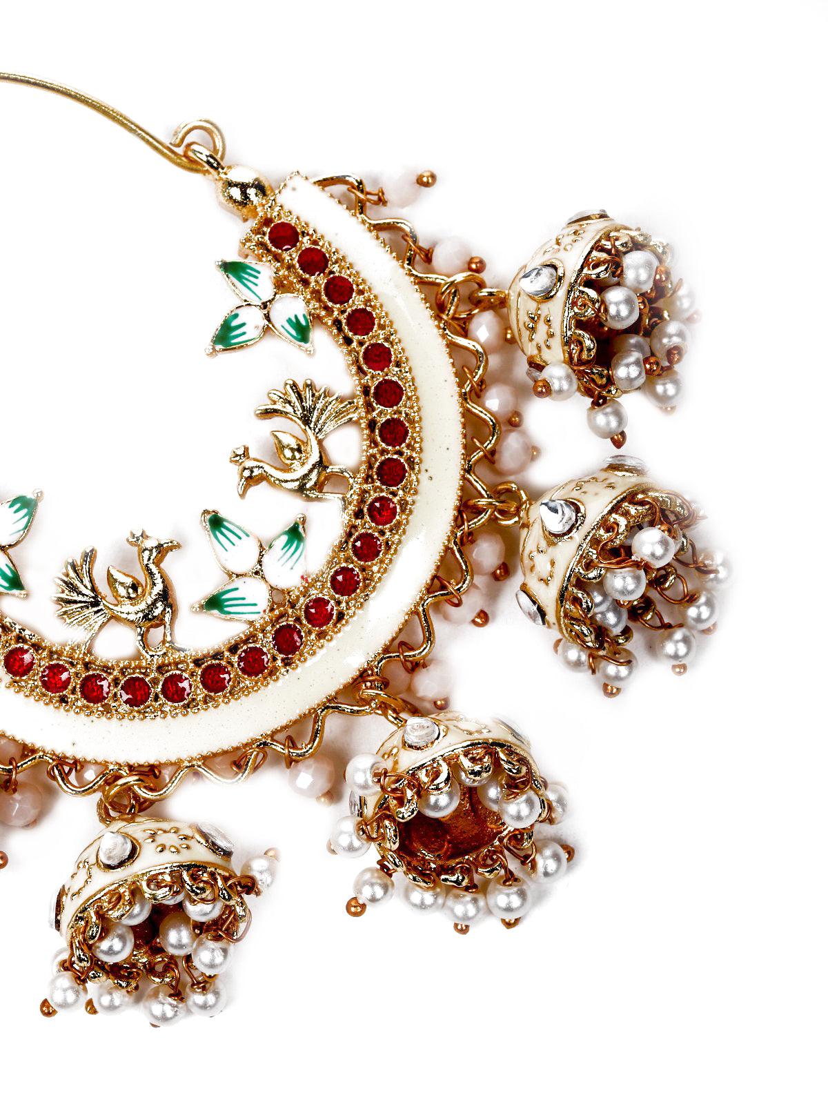 Clustered Gold Tone Dangling Earrings - Rajwada