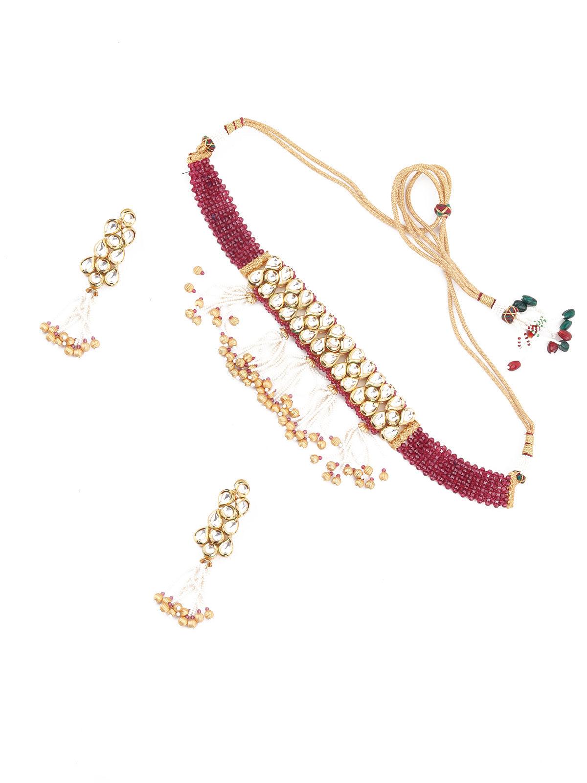 Clustered Gold Tone Kundan Choker Set - Rajwada
