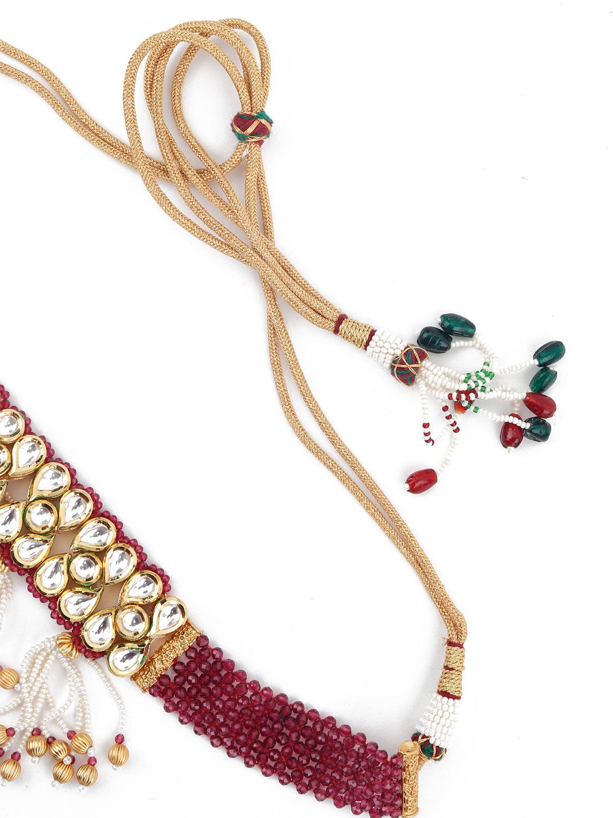 Clustered Gold Tone Kundan Choker Set - Rajwada