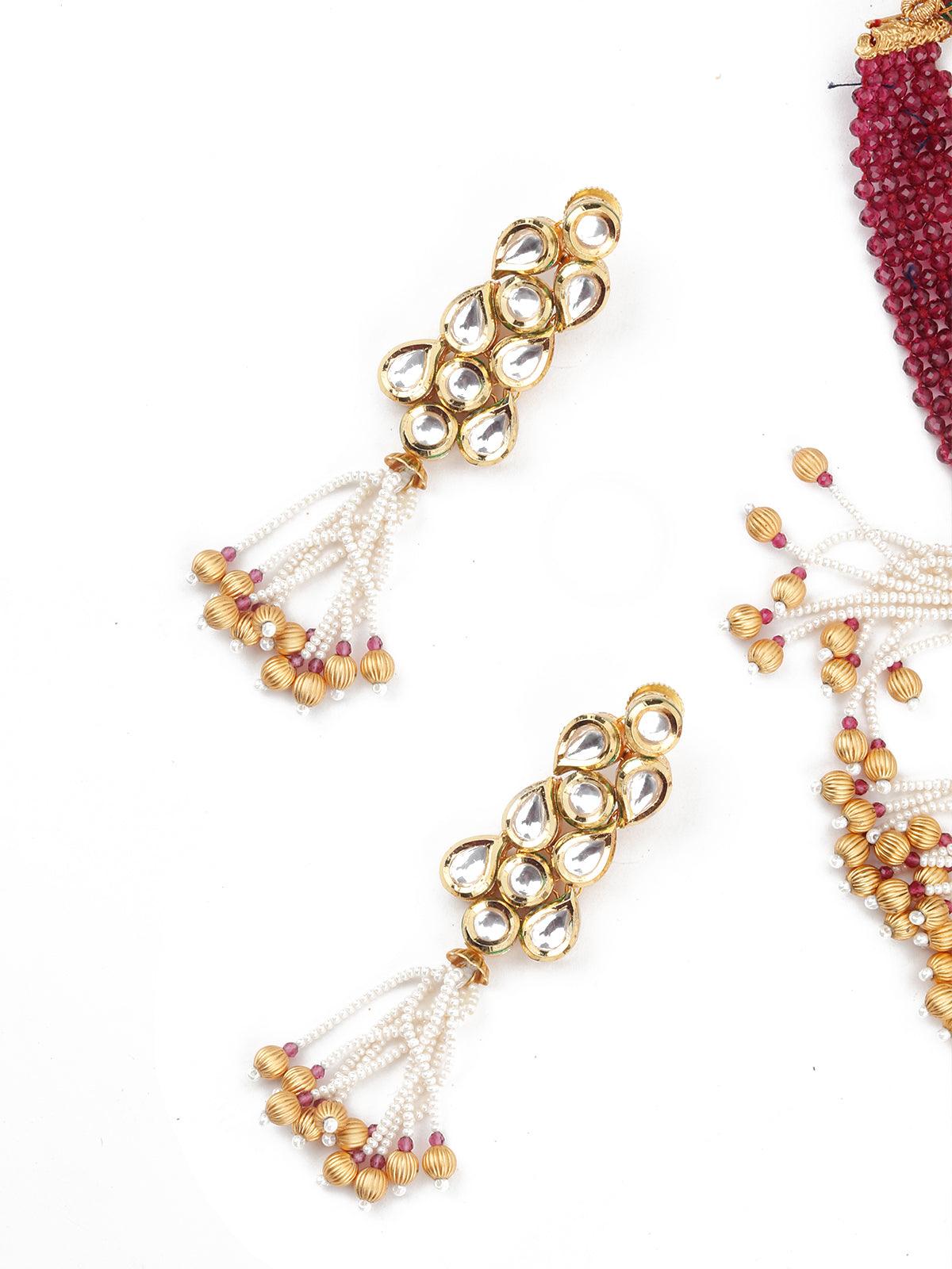 Clustered Gold Tone Kundan Choker Set - Rajwada