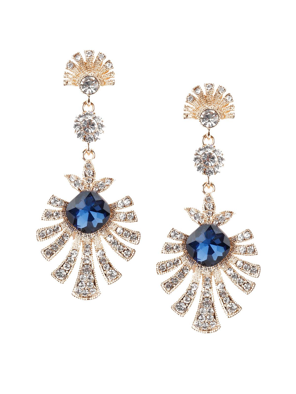 Contemporary Gold And Silver Dangling Earrings - Rajwada