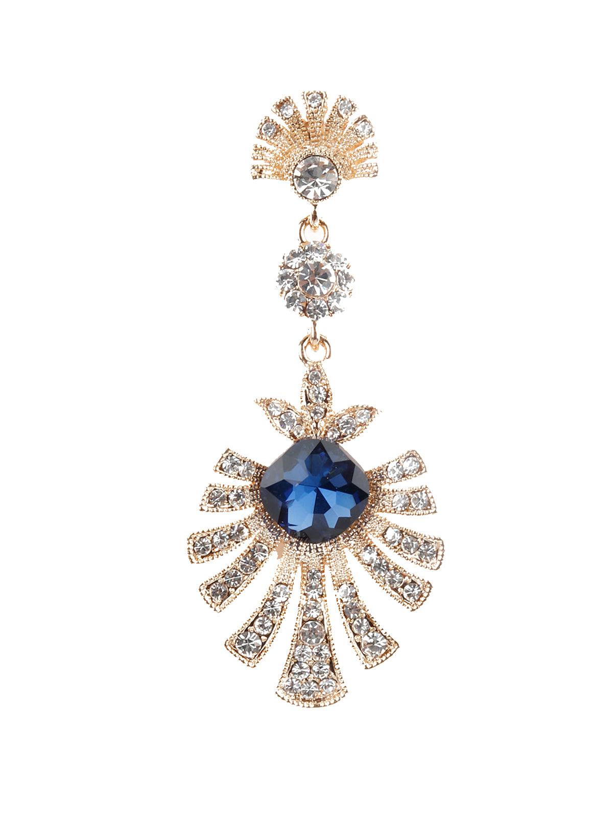 Contemporary Gold And Silver Dangling Earrings - Rajwada