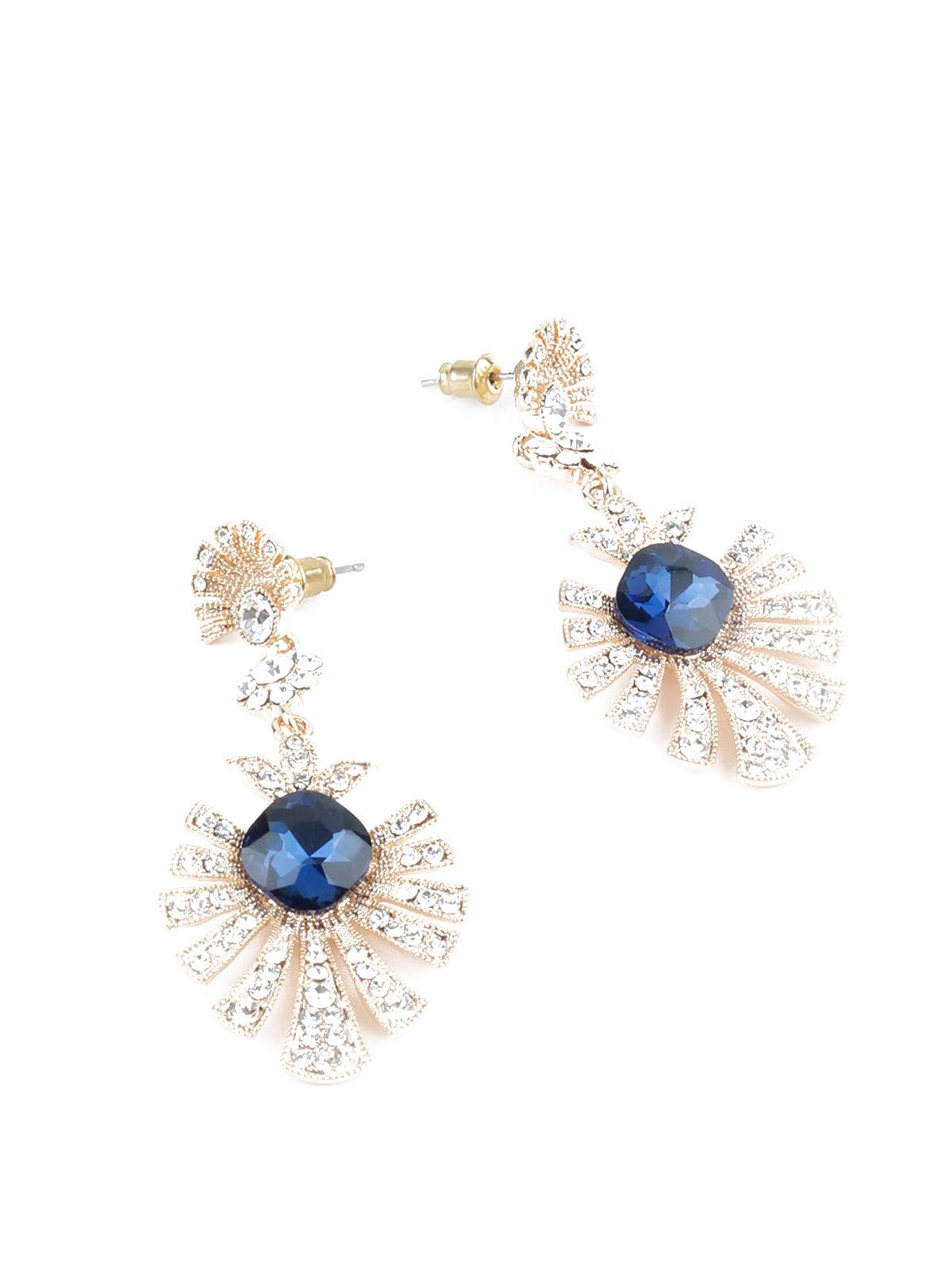 Contemporary Gold And Silver Dangling Earrings - Rajwada