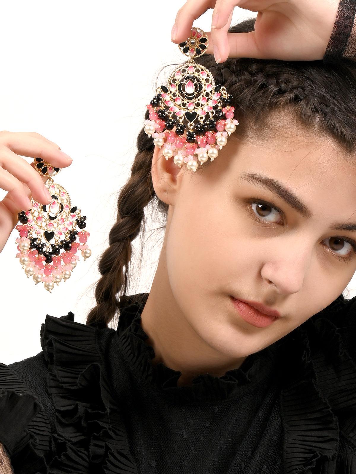 Contemporary Multicolour Chandbali Earrings - Rajwada