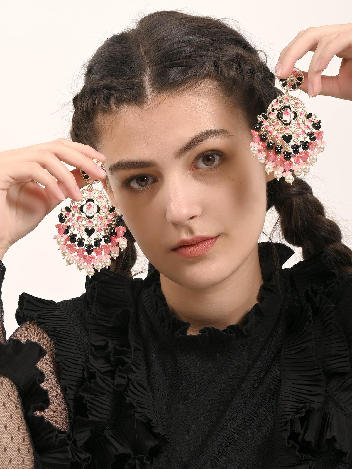 Contemporary Multicolour Chandbali Earrings - Rajwada