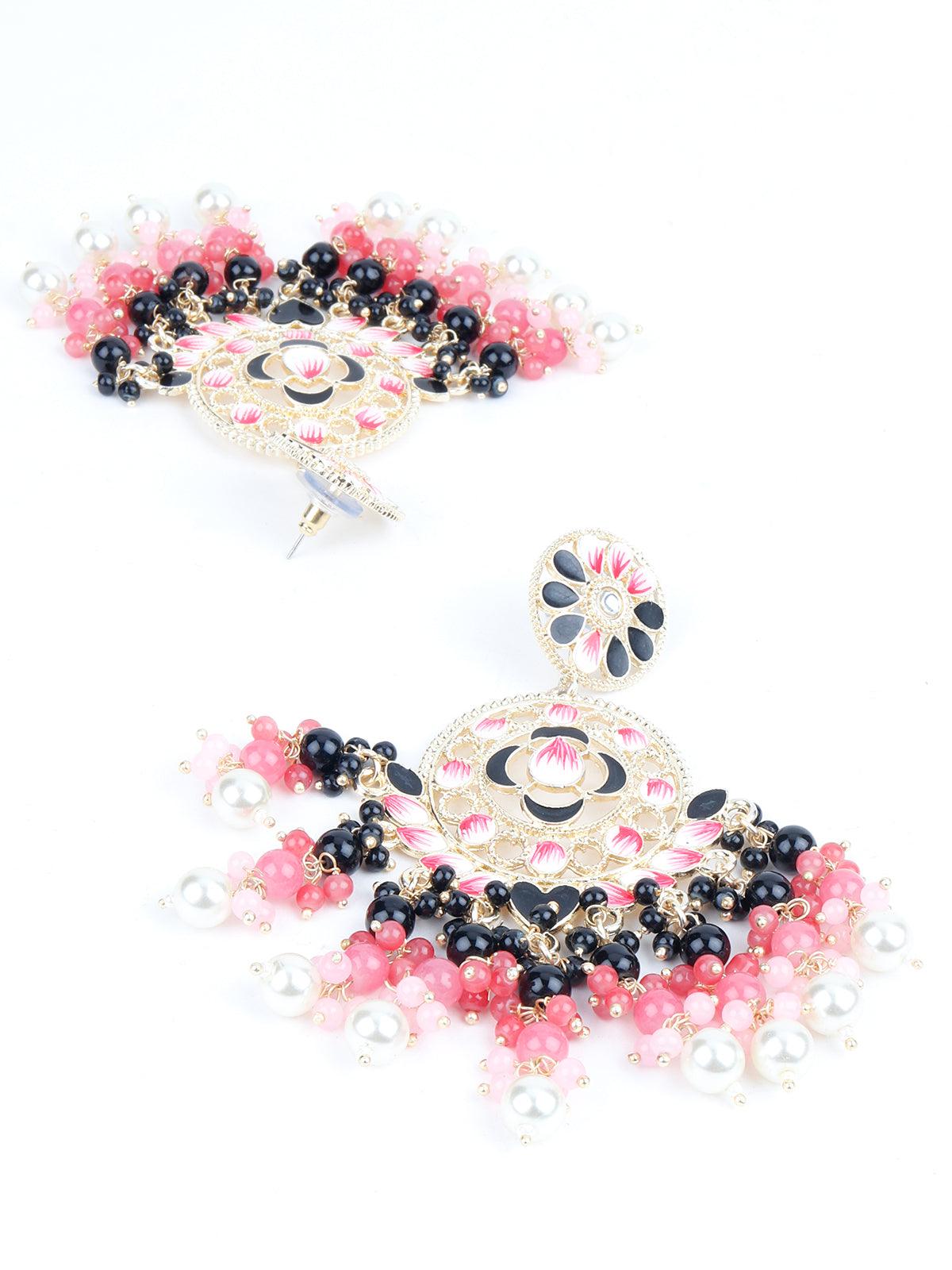 Contemporary Multicolour Chandbali Earrings - Rajwada