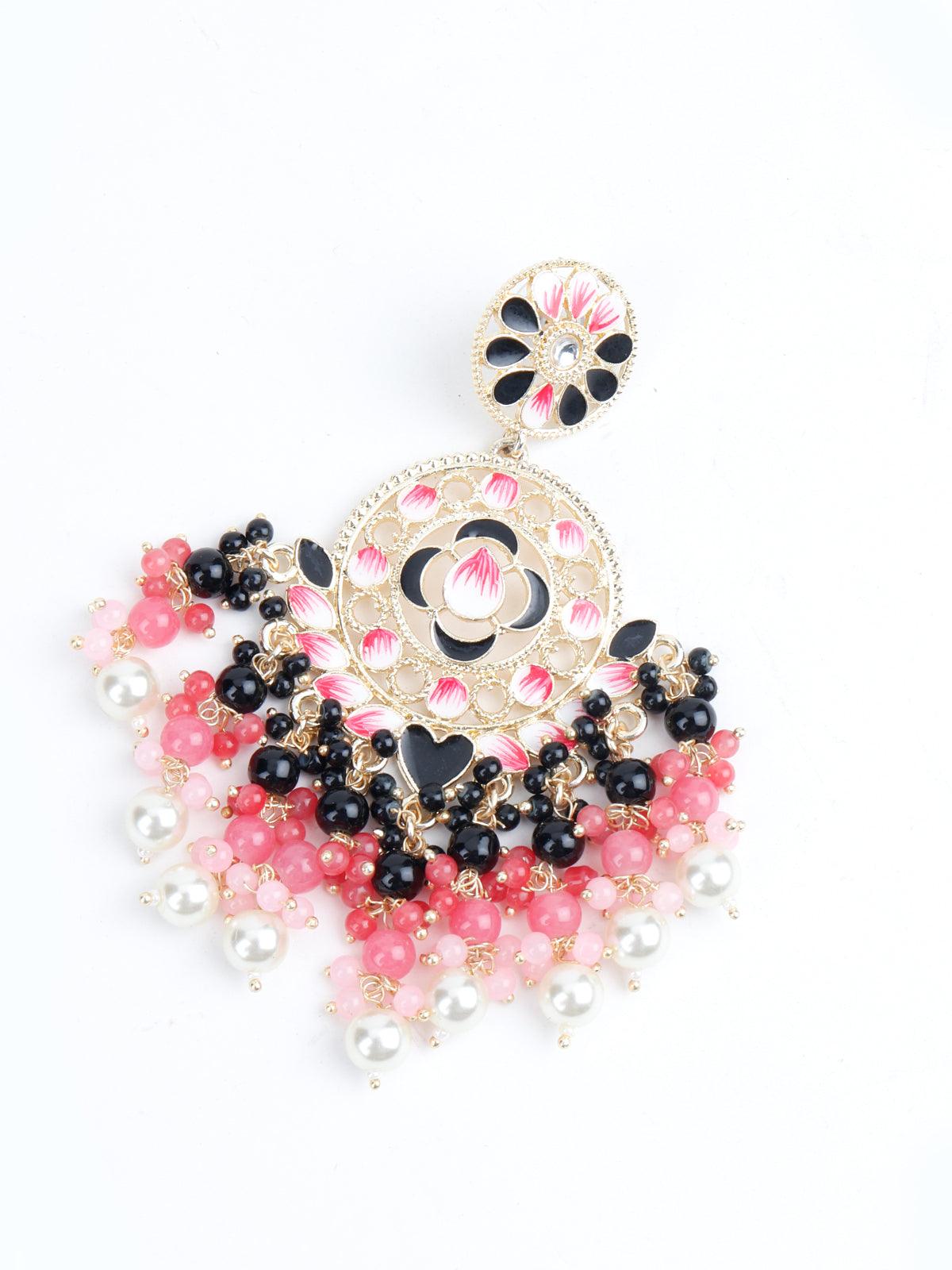 Contemporary Multicolour Chandbali Earrings - Rajwada