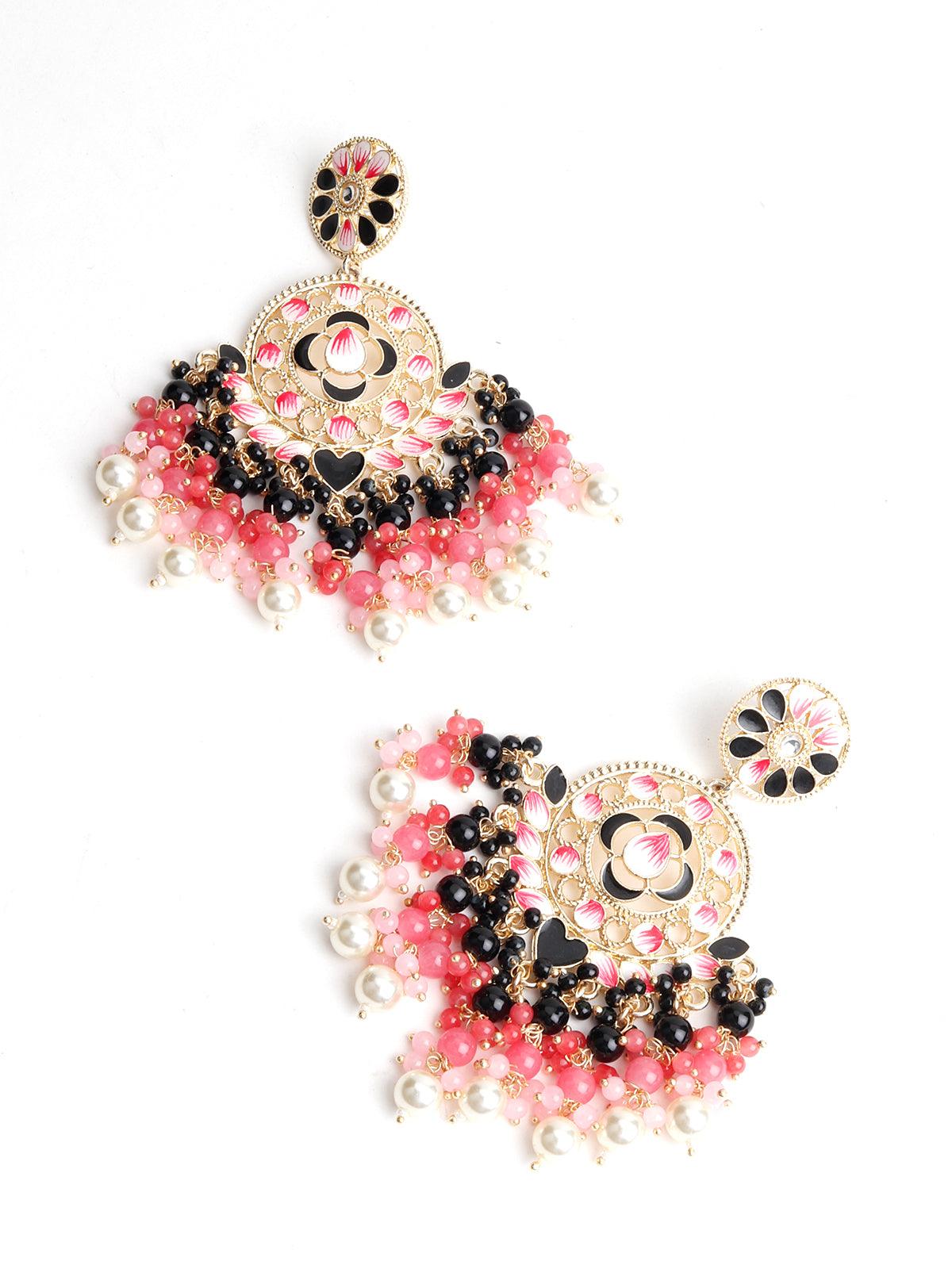 Contemporary Multicolour Chandbali Earrings - Rajwada