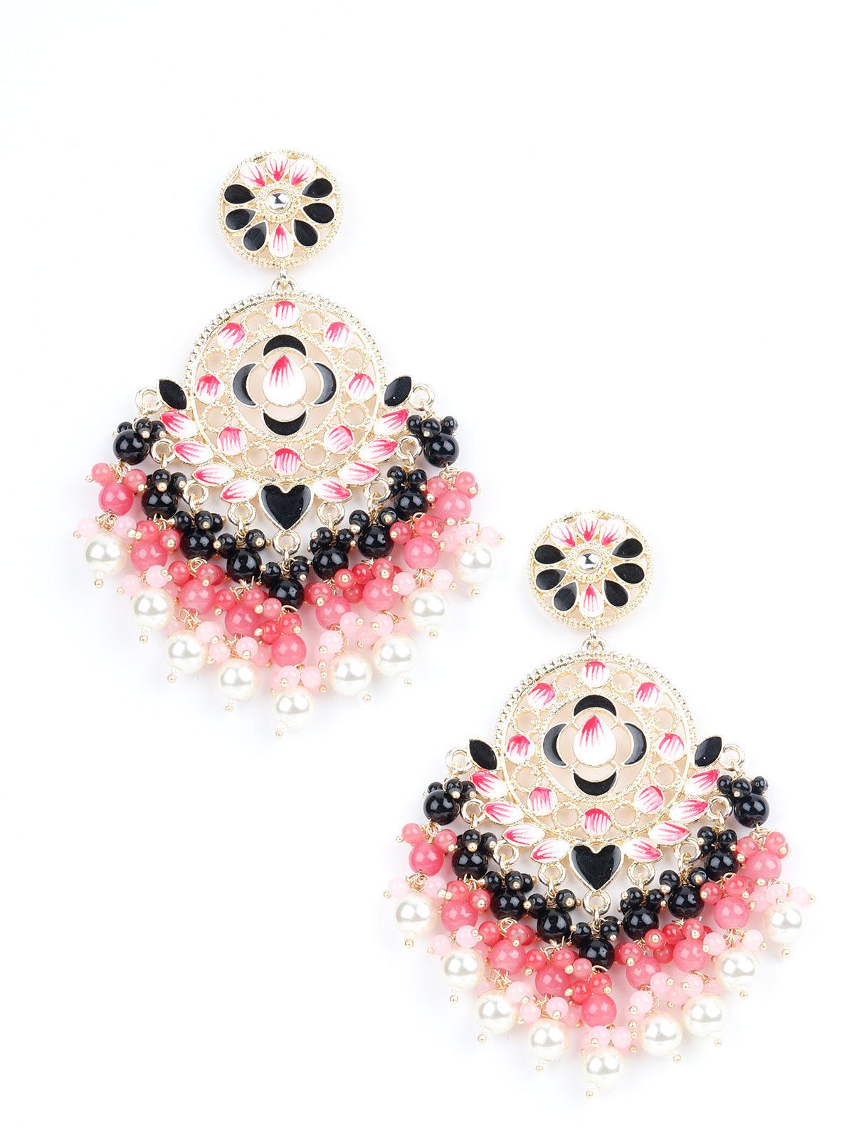 Contemporary Multicolour Chandbali Earrings - Rajwada
