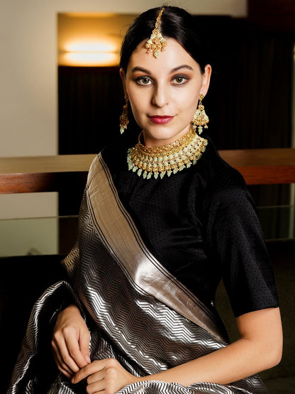 Crafted Heavy Olive Green Mani Gold Tone Choker Set! - Rajwada