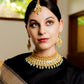 Crafted Heavy Olive Green Mani Gold Tone Choker Set! - Rajwada