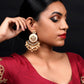 Cream Enamelled Kundan-Pearl Chandbali Earrings! - Rajwada