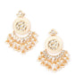 Cream Enamelled Kundan-Pearl Chandbali Earrings! - Rajwada