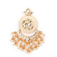 Cream Enamelled Kundan-Pearl Chandbali Earrings! - Rajwada