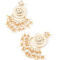 Cream Enamelled Kundan-Pearl Chandbali Earrings! - Rajwada